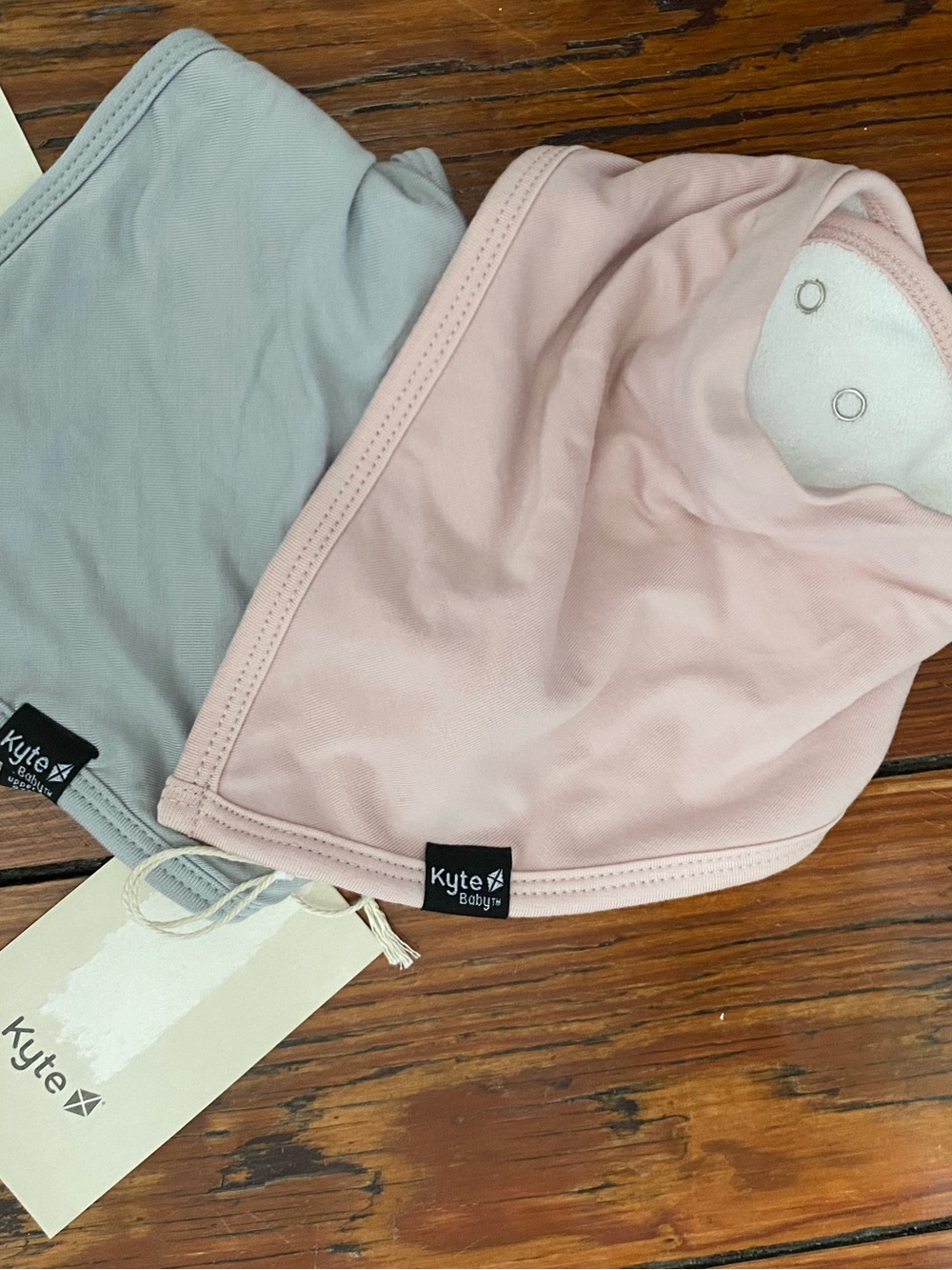 Kyte BABY Pink and Gray Soft Bandana Bib Duo